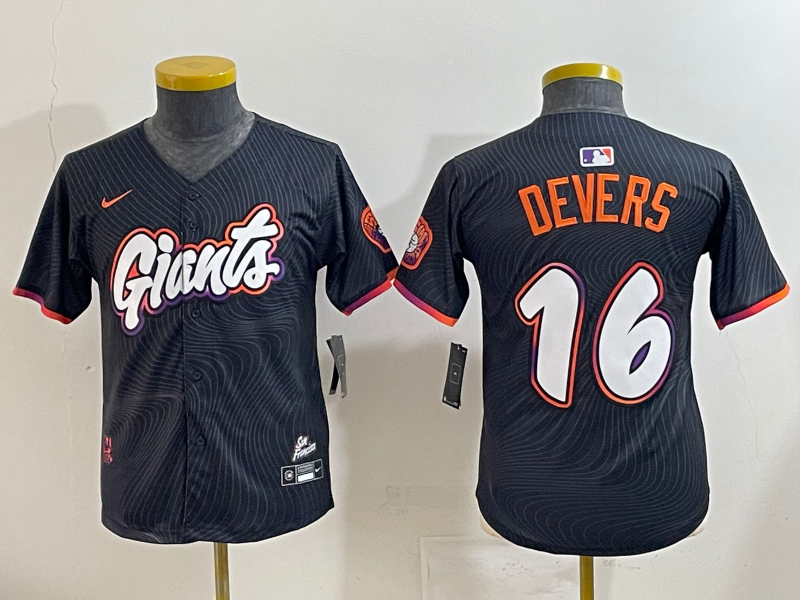 Men 2025 San Francisco Giants #16 Devers Black Joint Name Nike MLB Jersey style 04->san francisco giants->MLB Jersey
